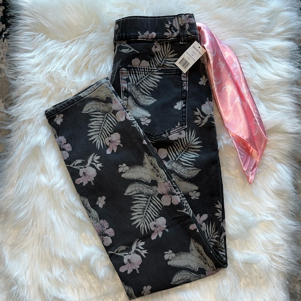 🆕 Juicy Couture Printed Black Floral California Skinny Women's Jeans Size 29